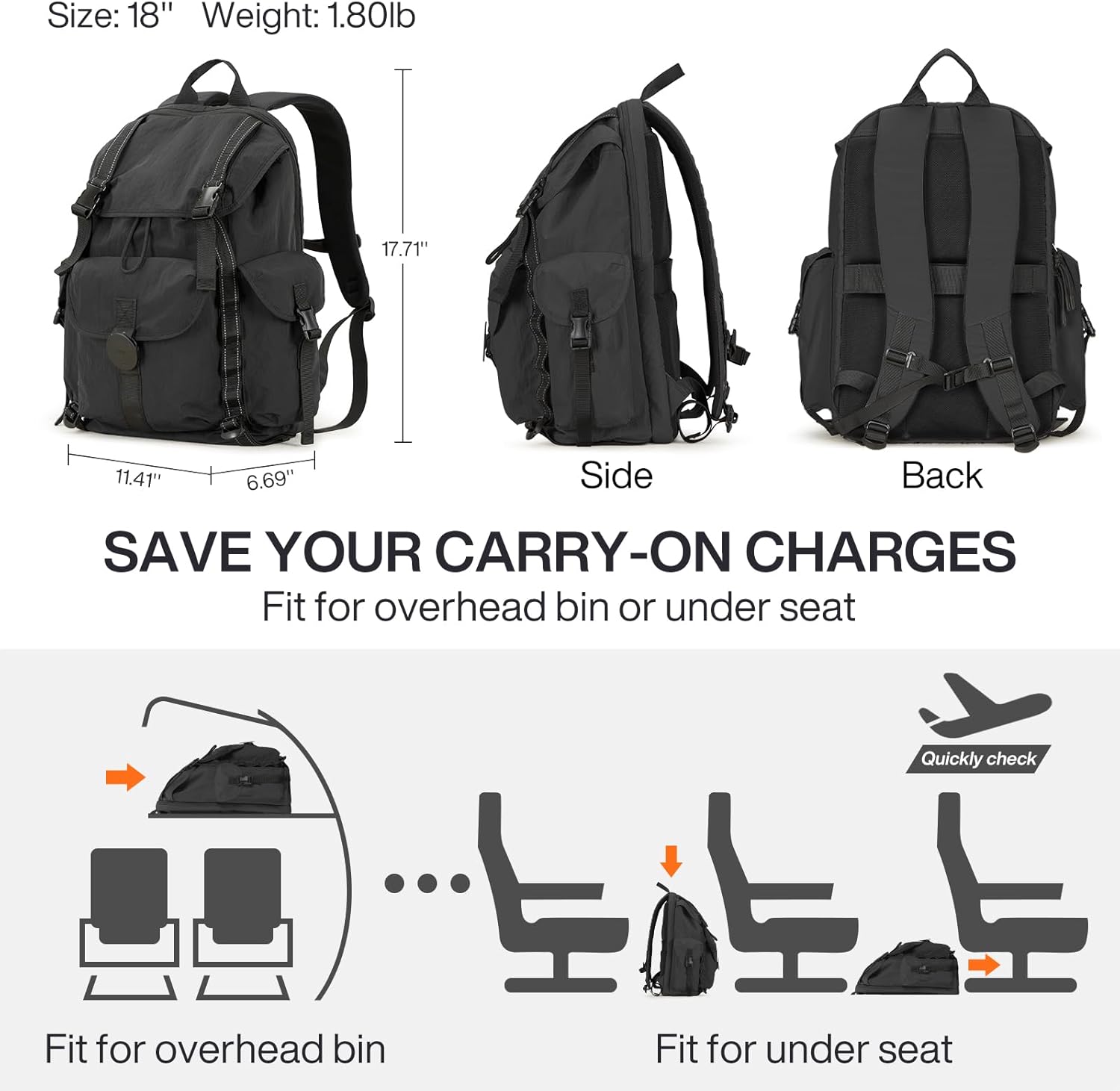 18 Inch Carry On Laptop Backpack Flight